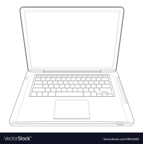 Using drawing software to edit drawings can be cumbersome. Outline drawing laptop Royalty Free Vector Image