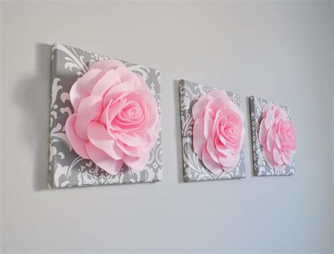 This elegant wall flower decor is made of sturdy metal and features a bright and sunny red hue. Nursery Decor Trio Set 12 x 12 Canvases WALL Decor Light