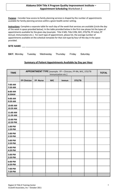 Template For Scheduling Appointments