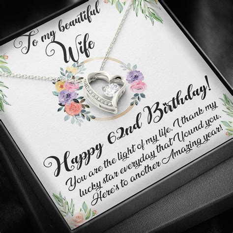 Happy 62nd Birthday Necklace For Wife 62th Birthday Ts For Women