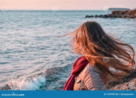 Girl With Hair Blowing In The Wind Stock Photo Image Of Hair Rocks