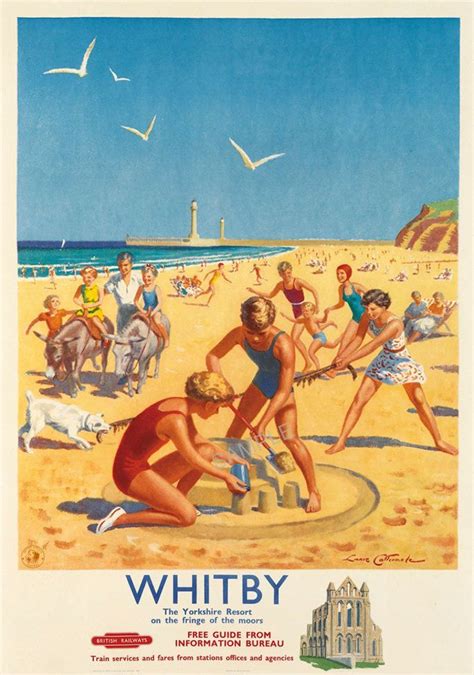 Whitby Beach Art Deco Seaside Print Retro Travel Poster Travel