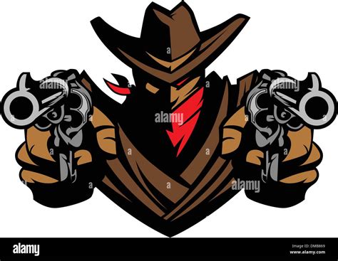 Cowboy Mascot Aiming Guns Stock Vector Image Art Alamy