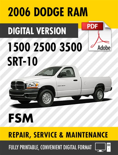 2006 Dodge Ram Trucks 1500 2500 3500 Srt 10 Factory Repair Service