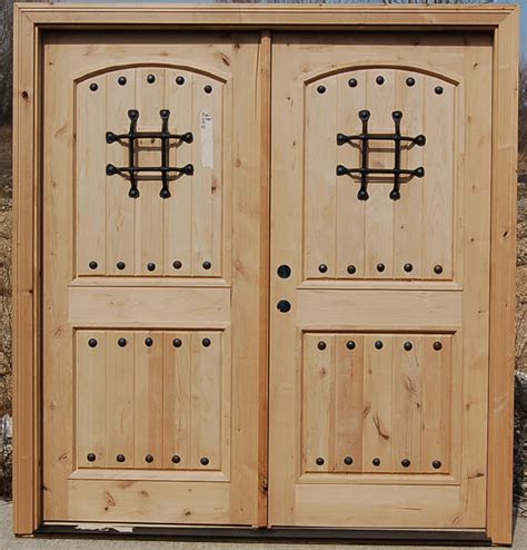 Rustic Knotty Alder Exterior Double Doors On Clearance Sale