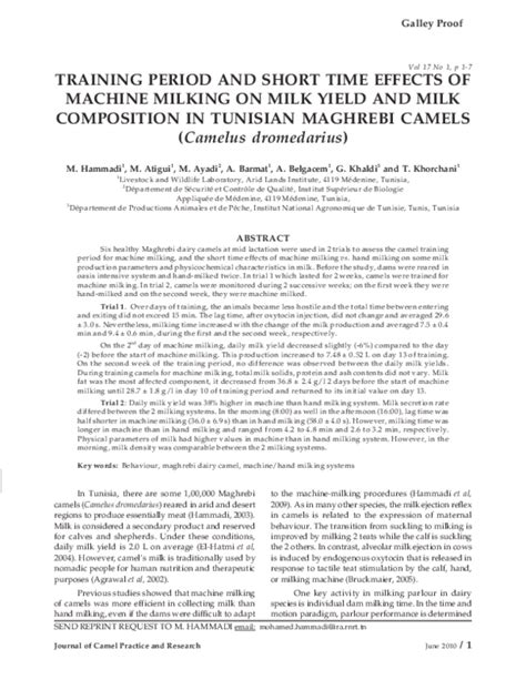 pdf training period and short time effects of machine milking on milk yield and milk