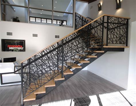 This is one of the many ways you could do th. Metal Floating Stairs & Straight Stair Photo Gallery | Acadia Stairs