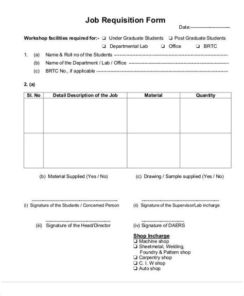 Manpower Requisition Form Format