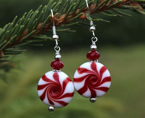 Peppermint Christmas Earrings Holiday Earrings Festive Earrings By