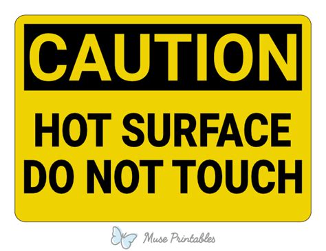 Printable Hot Surface Do Not Touch Caution Sign