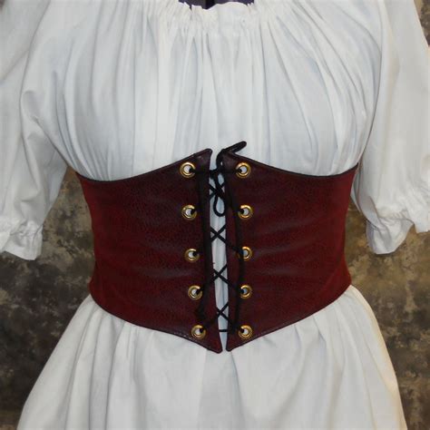 Renaissance Waist Cincher Pirate Waist Belt Corset Red Faux