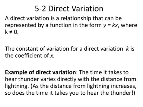Direct Variation Word Problems Worksheet