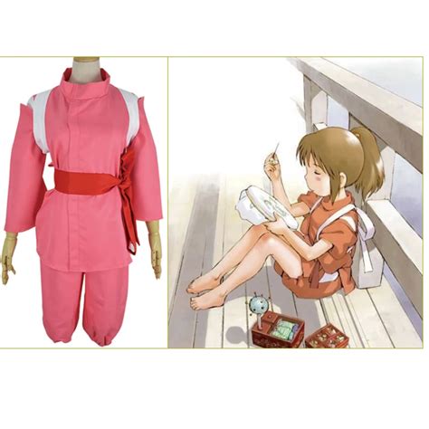 Super Hot Anime Movie Spirited Away Chihiro Cosplay Costumes Girls Cute Pink Kimono Japenese