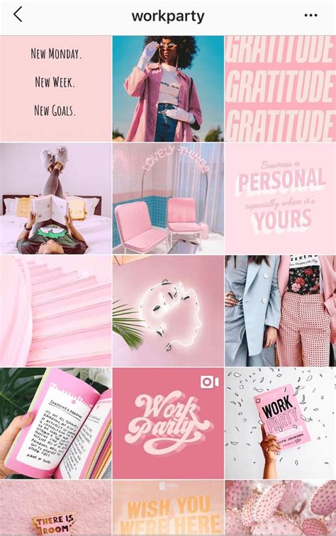 The Instagram Page For Work Party With Pink And White Images Texting