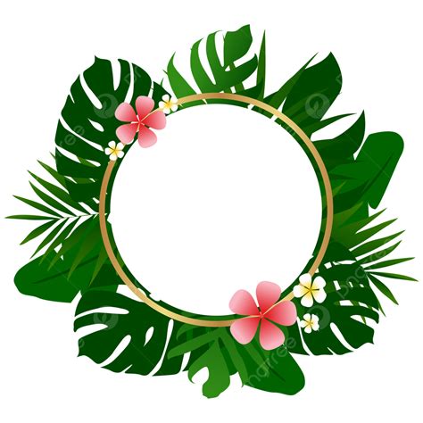 circle flower frame clipart vector summer tropical circle frame design with leaves and flowers
