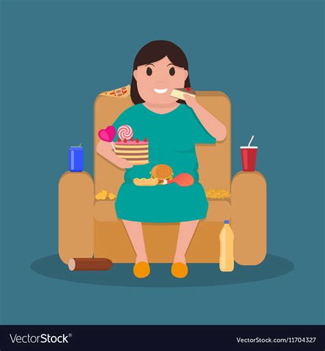 Girl Eating Junk Food A Vector Illustration Of A Girl Eating Junk Food