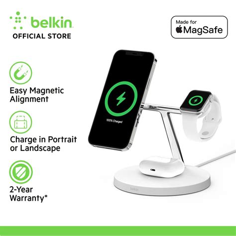 Belkin Boost↑charge Pro 3 In 1 Wireless Charger With Magsafe 15w