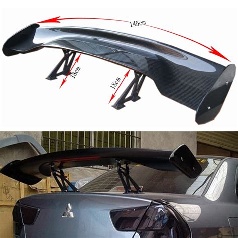 Universal Racing Rear Spoiler Carbon Fiber Bat Wing With Cm Length And Inch Aluminium Stand