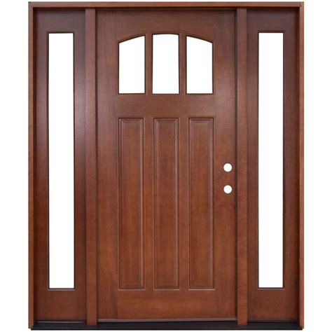 Steves And Sons 68 In X 80 In Craftsman 3 Lite Arch Stained Mahogany