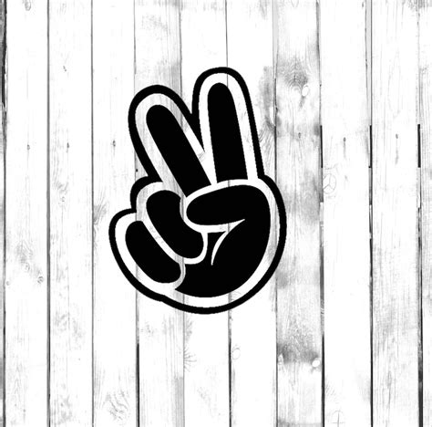 Hand Peace Sign Two Fingers Di Cut Decal Etsy