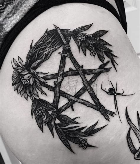Witchy Tattoo Motifs Wiccan Tattoos Witchcraft Tattoos Pentagram Tattoo