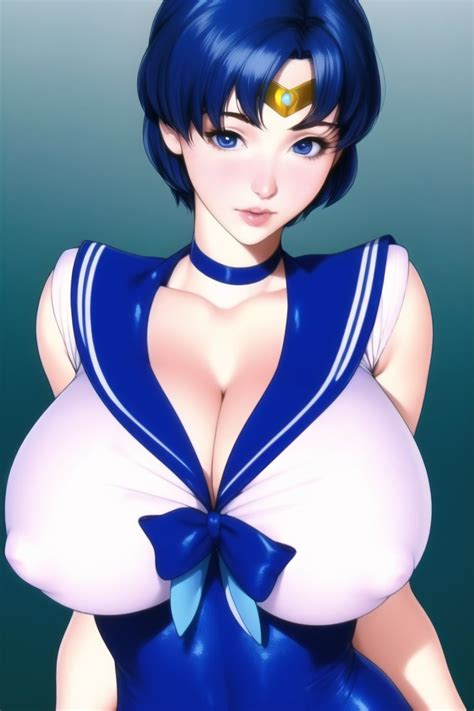 Rule 34 1girls Ai Generated Ami Mizuno Big Breasts Bishoujo Senshi Sailor Moon Blue Eyes Blue