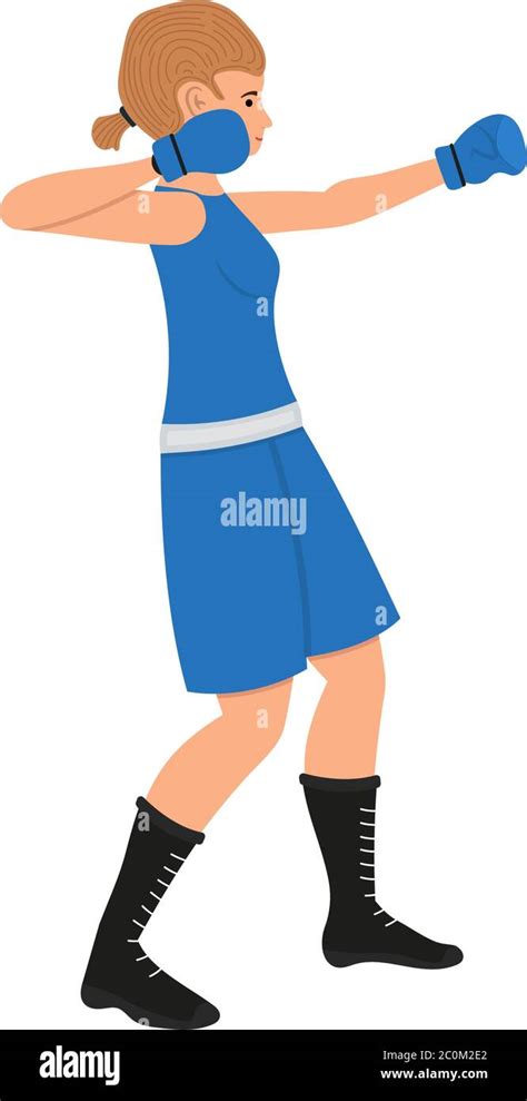 Female Boxer Cartoon Character Boxing Woman Vector Illustration Girl