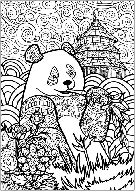 Panda In China Panda Adult Coloring Pages