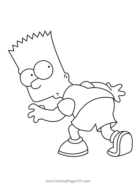 Bart Simpson Walking Coloring Page For Kids Free The Simpsons