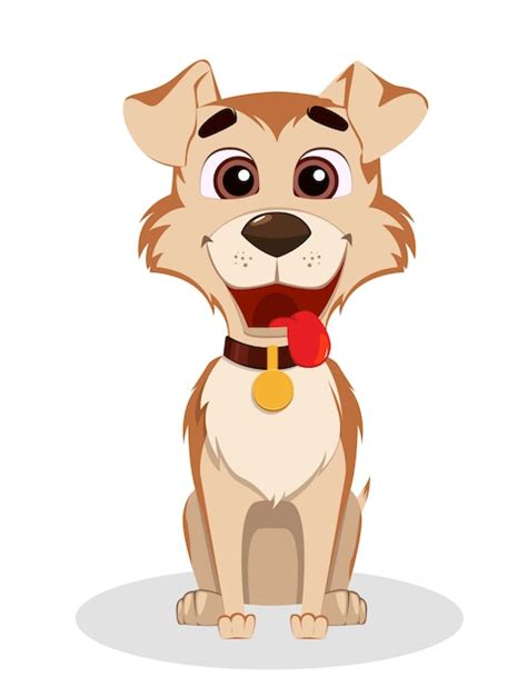 Cão Engraçado Bonito Personagem De Desenho Animado Cachorro Vetor