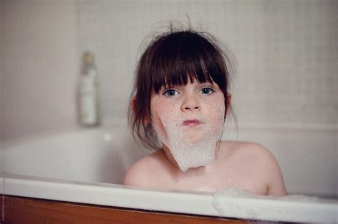 Girl In The Bath With A Bubble Beard By Stocksy Contributor Christina K Stocksy