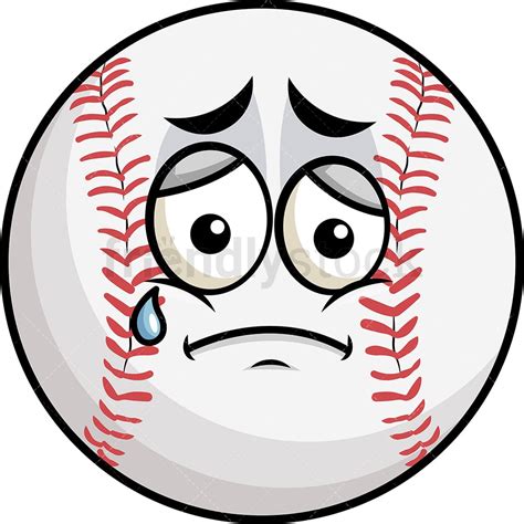 Teared Up Sad Baseball Emoji Cartoon Vector Clipart Friendlystock