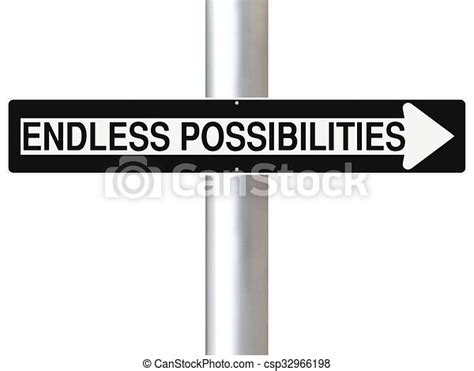 Conceptual One Way Sign Indicating Endless Possibilities Canstock