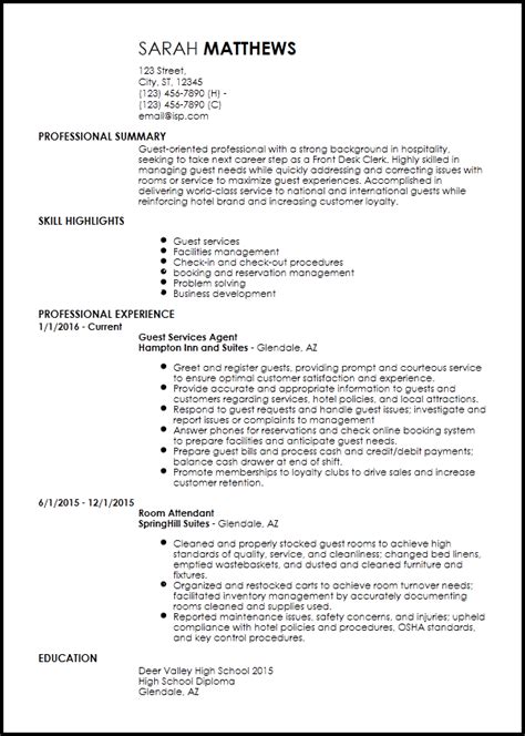 Free Entry Level Hotel And Hospitality Resume Examples