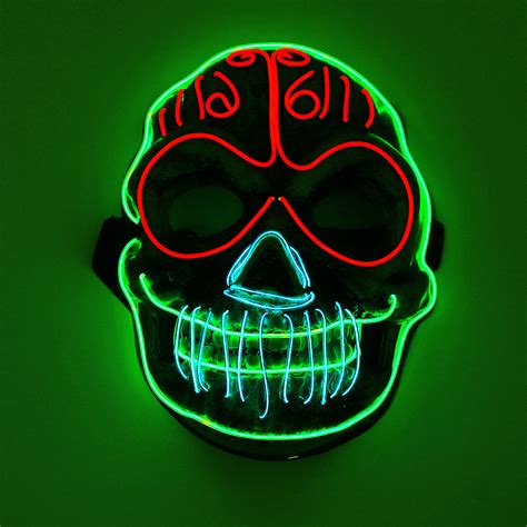New Skeleton Mask El Wire Light Up Skull Mask For Halloween Costume