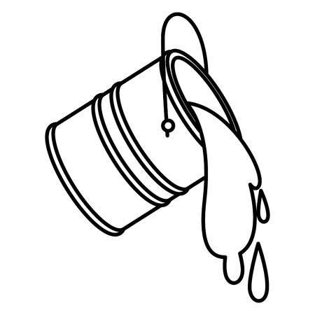 Paint Bucket Spilling Icon In Black Contour Vector Illustration