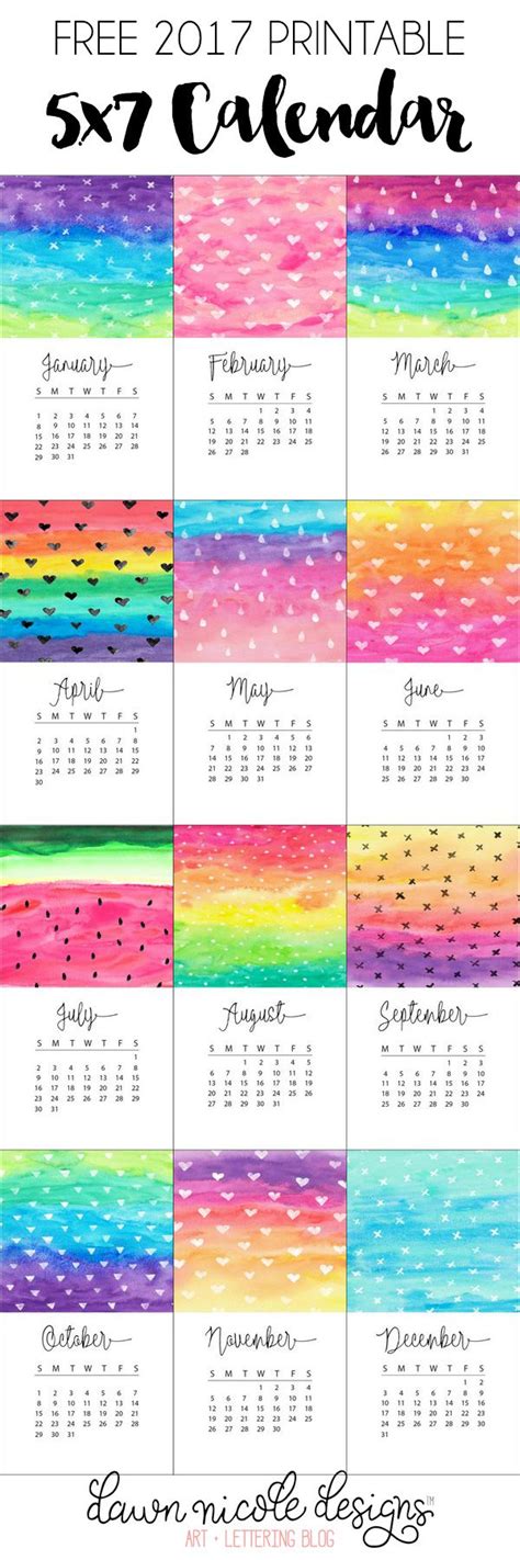 Free Printable 2017 Mini Calendar These 5x7 Inch Calendars Fit