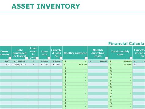 Asset Inventory Template My Excel Templates