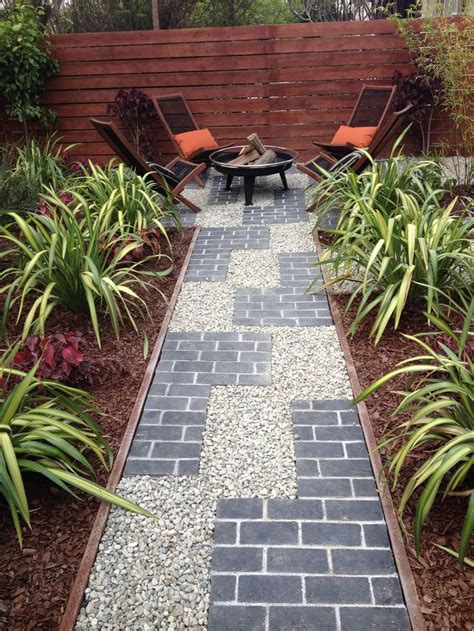 Tetris Inspired Pathway With Grey Brick And Gravel Pressure Treated