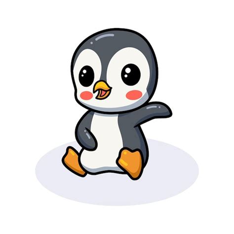 Premium Vector Cute Little Penguin Cartoon Sitting