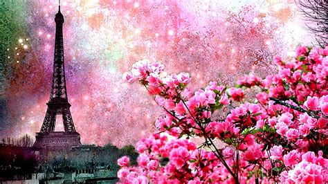 Pink Eiffel Tower Blossom Tower Flowers Paris Nature Greamy