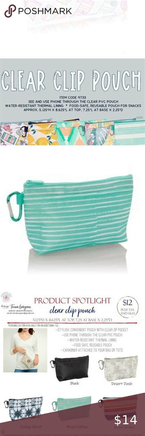 Thirty One Clear Clip Pouch Beachy Keen Pouch Reusable Pouches