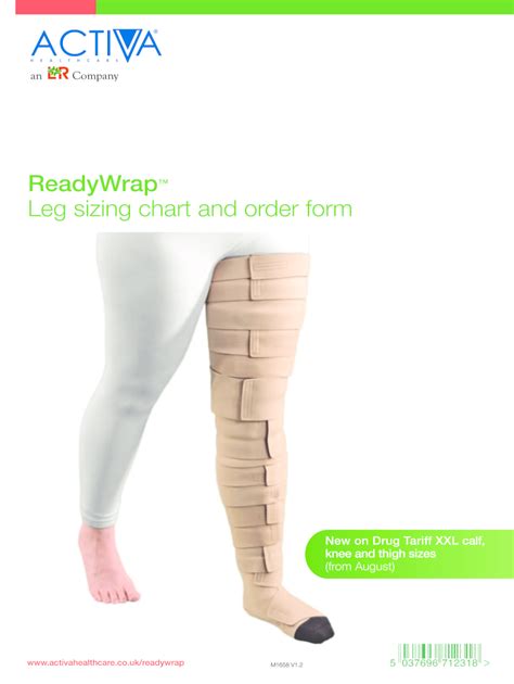 Uk Activa Readywrap Leg Sizing Chart And Order Form M1658 Fill And
