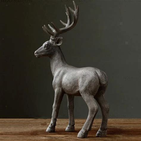 Resin Large Antler Deer Reindeer Figurine Sculpture Statue Carden Lawn