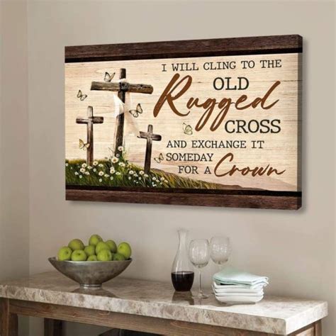 The Old Rugged Cross Christian Hymn Wall Art Canvas Print Teehall