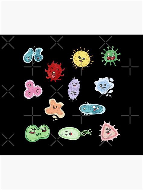Cute Microbes Bacteria Virus Ecoli Microbiology Seamless Pattern