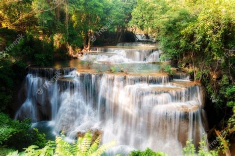 Huay Maekamin Waterfall In Tropical Forest Kanchanaburi