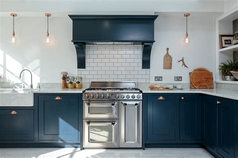 Maple And Gray Blue Shaker Kitchen