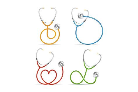 Realistic 3d Stethoscope Set Vector In 2022 Realistic Vector