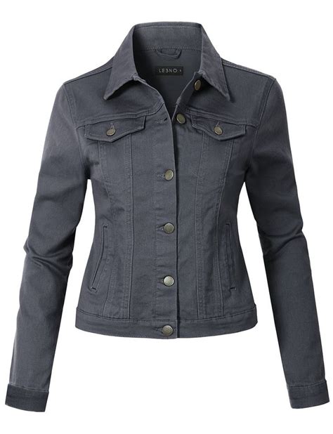 le3no womens casual vintage long sleeve button down denim jean jacket le3no vintage denim